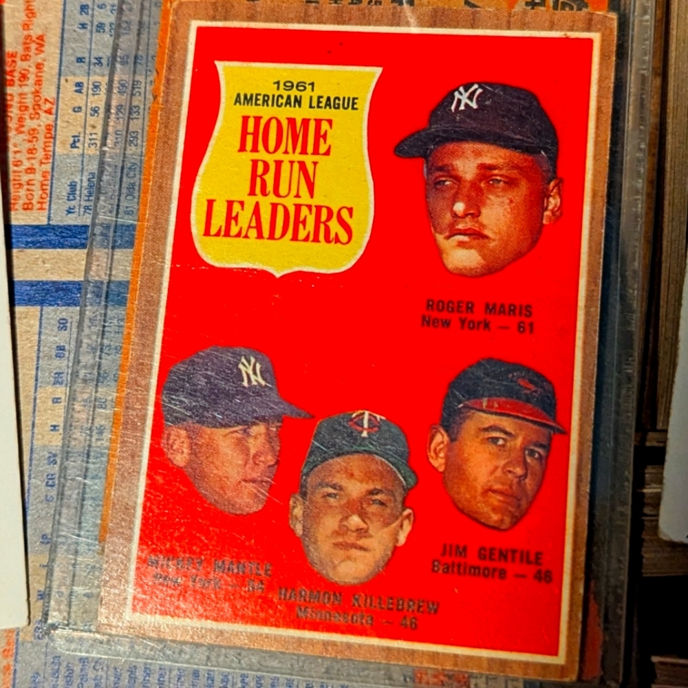1961 American League Home Run Leaders Baseball Card & Ted Williams (Discharged)